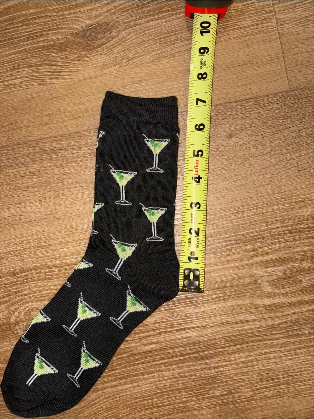 Men’s Martini Cocktail Novelty Crew Socks Black Green Drink Bar Party New